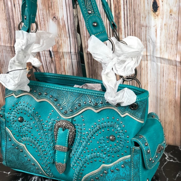 Montana West Buckle Collection Satchel - Picture 2 of 5